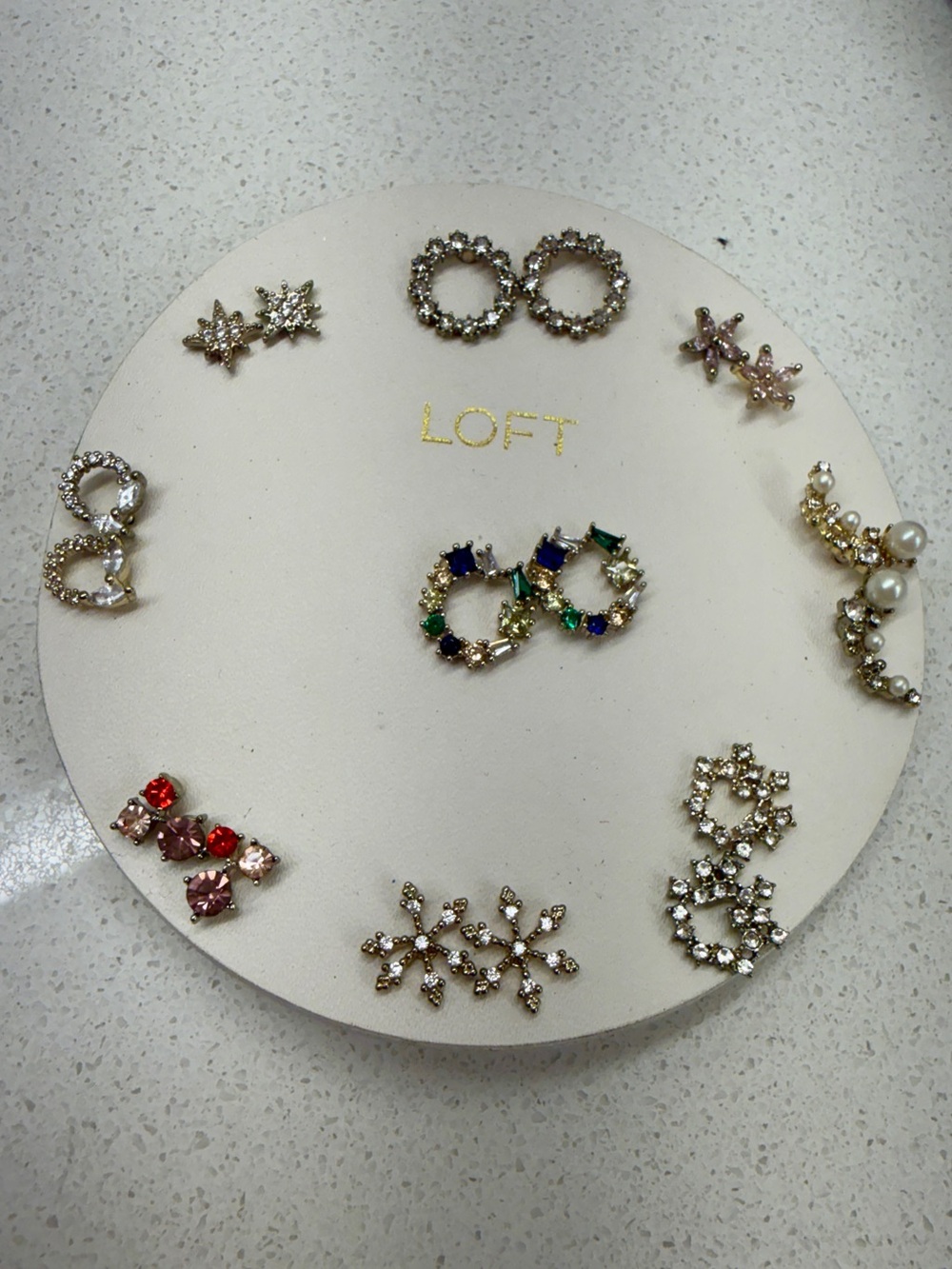 LOFT Gold-Tone Hoop Earrings with Multicolor Gem Accents